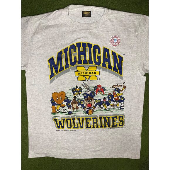 1992 Michigan Wolverines - Looney Tunes - Vintage College Football T Shirt (XL) - Picture 1 of 1